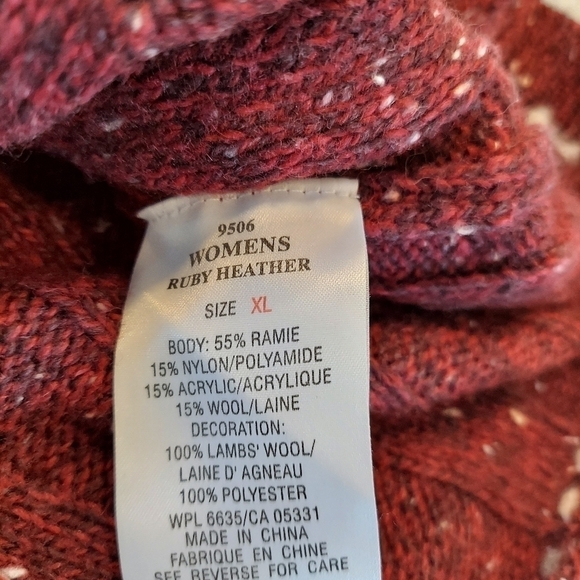 Woolrich Ruby Heather Tweed Wool Blend 1/4 Zip Ribbed Knit Sweater  X-Large XL - Picture 10 of 11